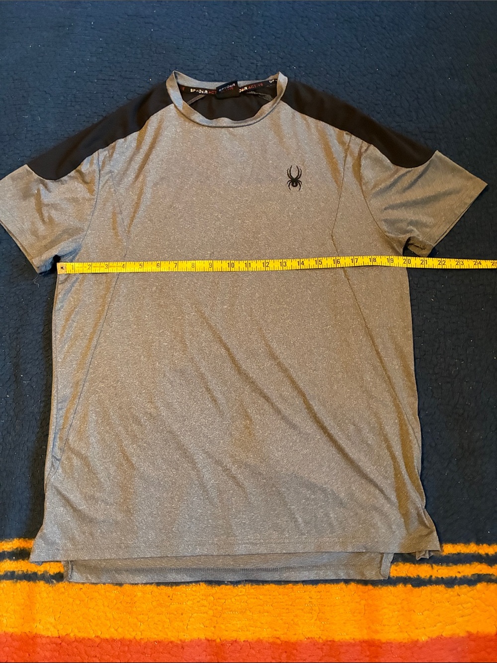 Spyder Men's Heather Gray Short-Sleeve Active Tee with Black Shoulder Panels